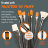 Professional Paint Brushes Set. Artist Paint Brush for Oil, Acrylic Painting on Canvas, Watercolor, Gouache. 15pc Travel Bag Brush Holder