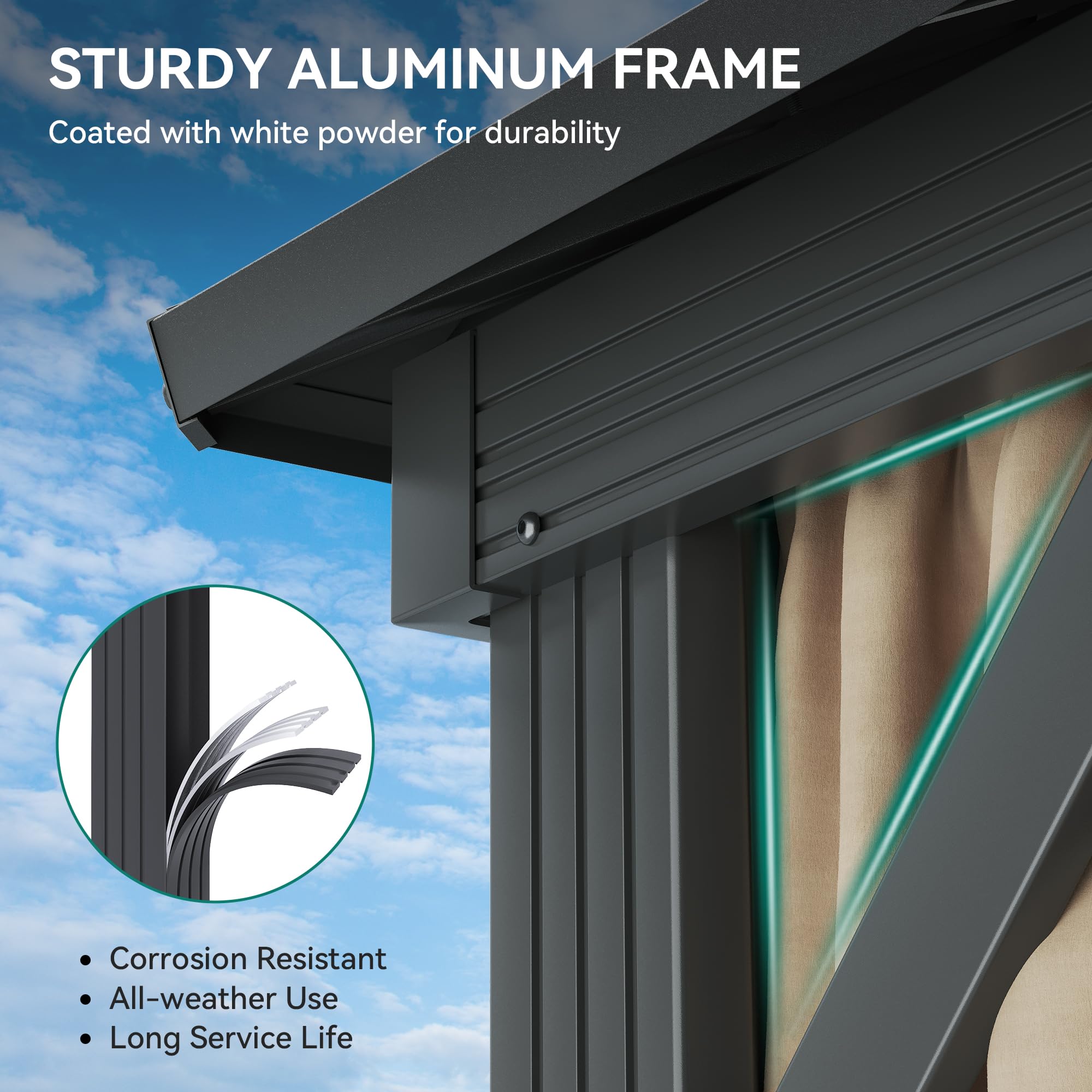 YITAHOME 12X18FT Hardtop Gazebo Double Roof Canopy Galvanized Iron 4.7X4.7'' Aluminum Pillar Garden Tent Curtains Netting for Patios Backyards Decks Lawns