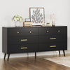 DWVO Black 6-Drawer Dresser with Black Metal Handles, Anti-Tip Design, and Double Storage Cabinet for Entryway - 15.7