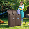 DWVO 76 Gallon Garbage Dual Can, Resin Outdoor Trash Can with Tiered Lid and Drip Tray, Waterproof Trash Bin for Patio, Kitchen, Backyard(Brown)