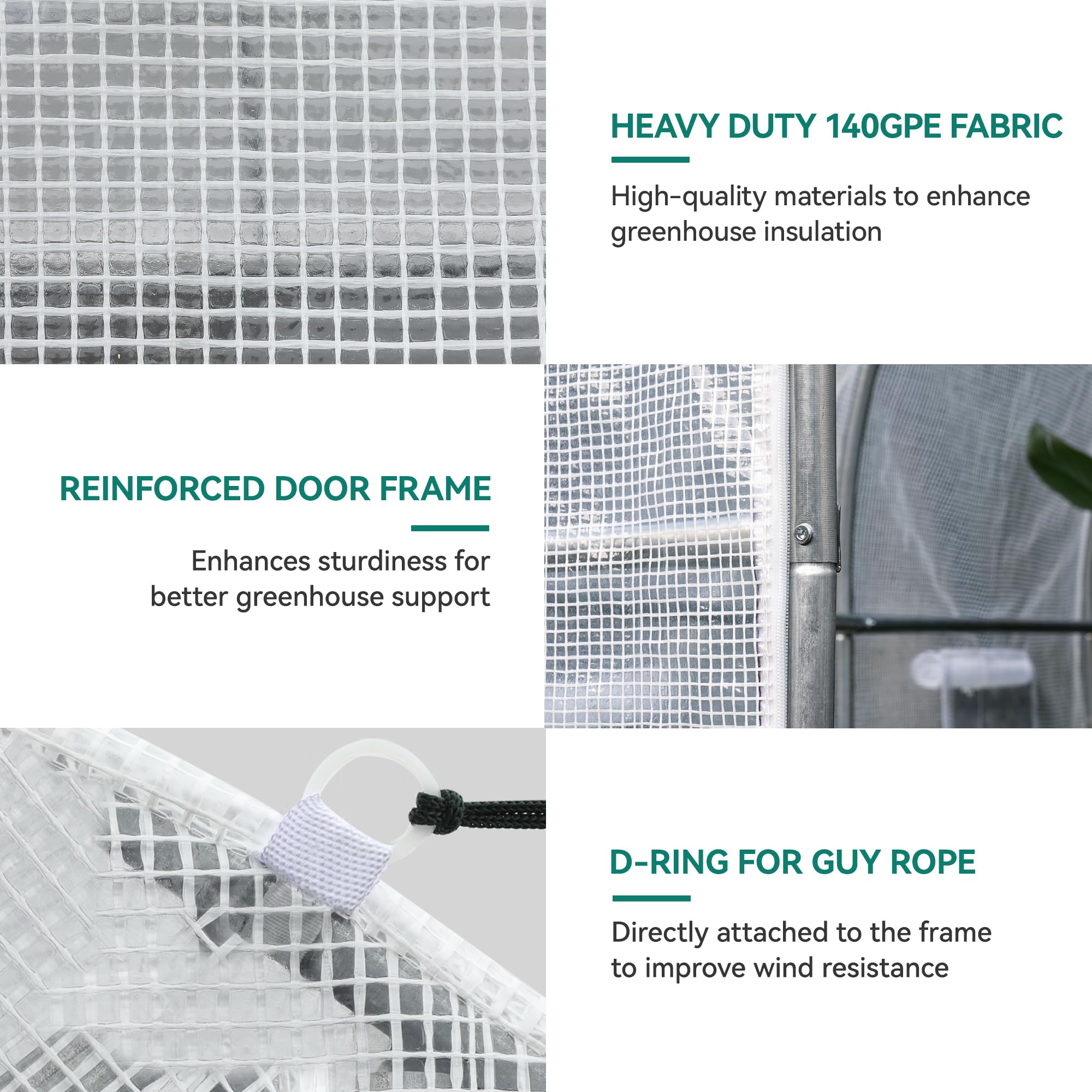 YITAHOME 26'x10'x6.5' Greenhouses Heavy Duty Large Greenhouses Walk in Green Houses Tunnel Green House Outdoor Gardening Upgraded Galvanized Steel Ropes Zipper Doors, White