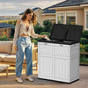YITAHOME 76 Gallon Dual Compartment Outdoor Trash Can, Resin-Based with Layered Lid and Drip Tray, Waterproof Garbage Bin, Black + White