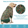 LovinPet Large Dog Onesies Big Pajamas: Wound Care/Post Surgery, Anxiety Relief, Lightweight Stretchy Fabric, Dog Pajamas,Dog Jammies, Reflective Stripe, Dew & Moss Dark Green Print, Pet PJ's /3XL