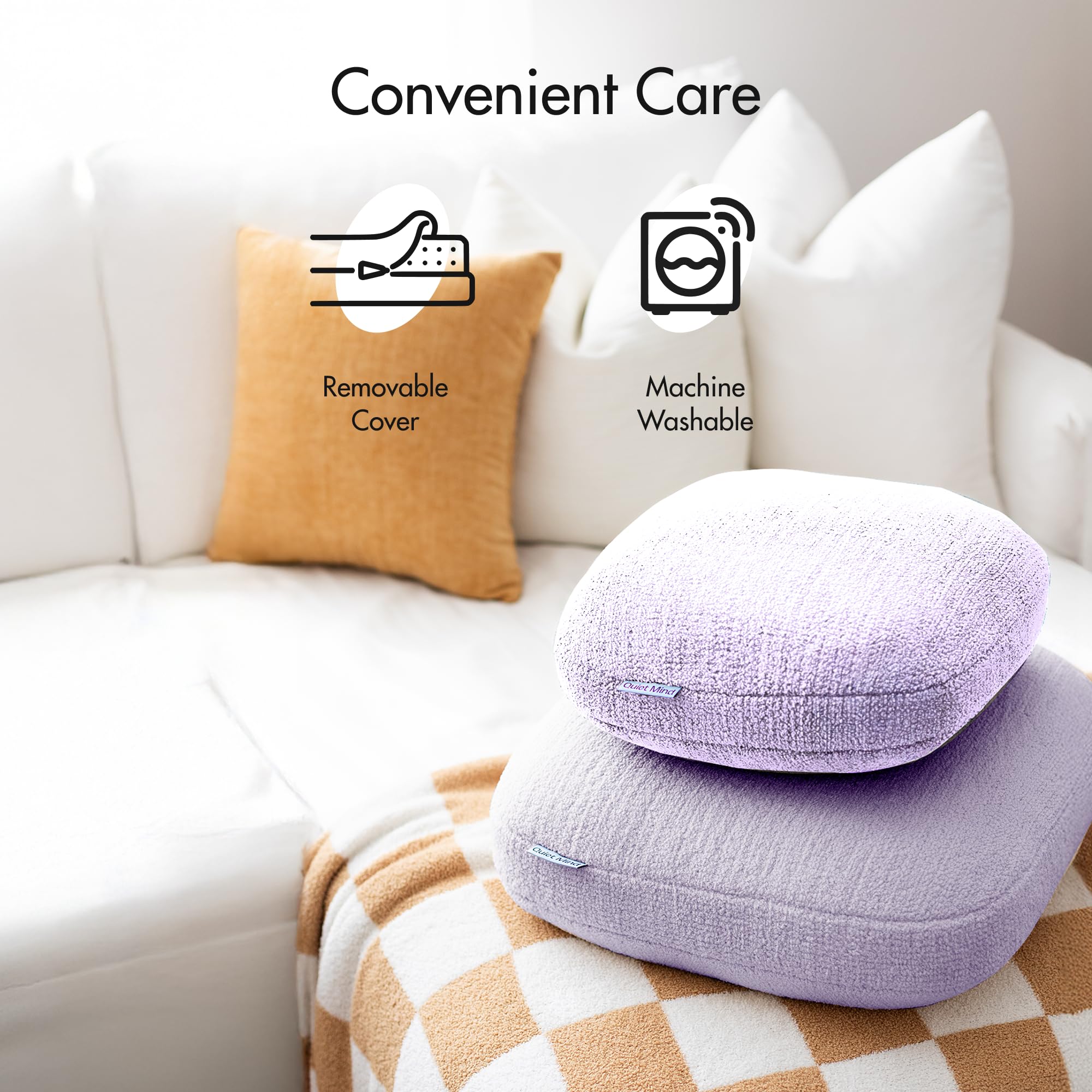 Quiet Mind Weighted Body Pillow for Kids & Adults – Large 6lb Lavender-Infused Hug Pillow – Soft, Calming Full-Body Support with Recycled Glass Beads & Non-Toxic Materials