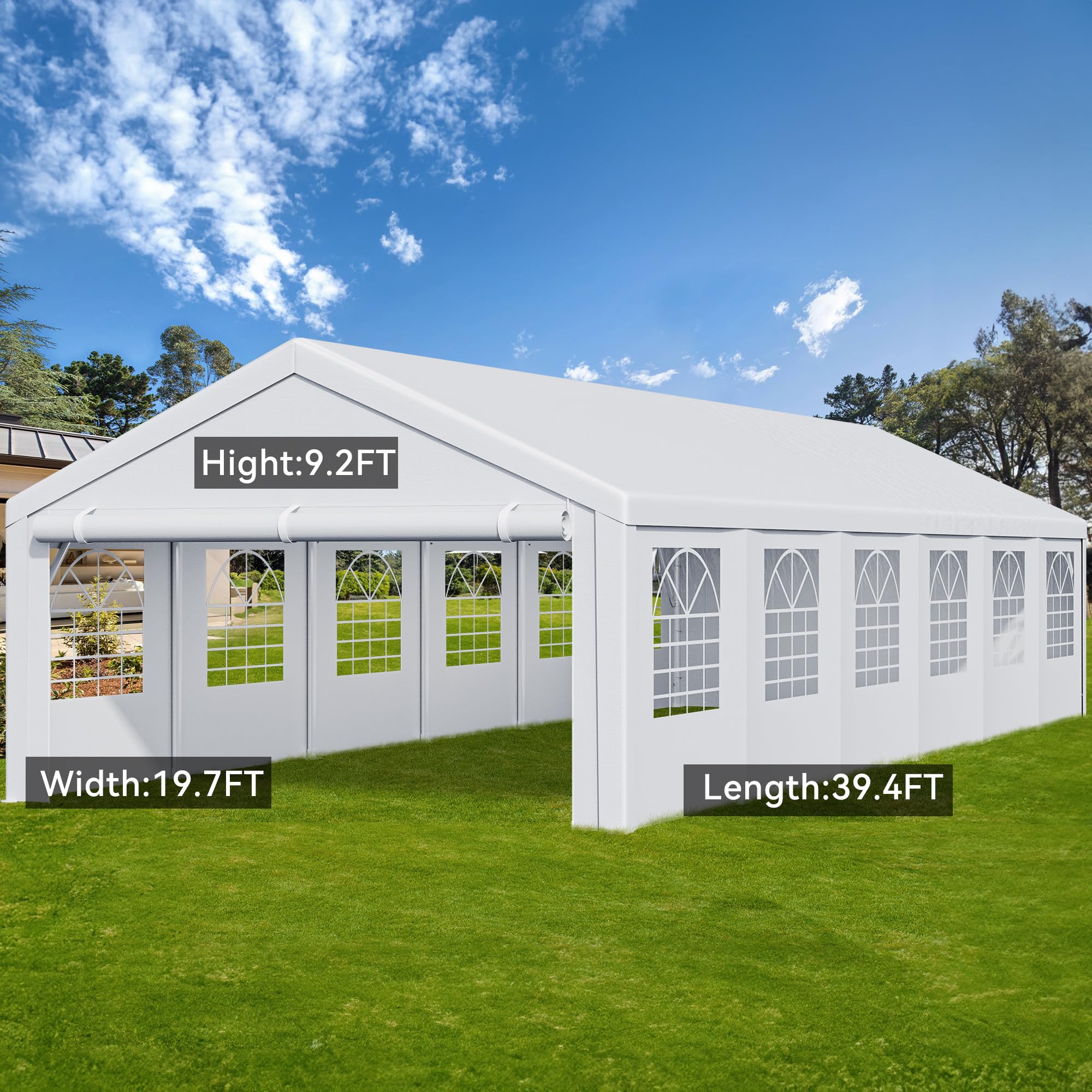 YITAHOME 20x40 ft Party Tent Outdoor Wedding Event Shelters Heavy Duty Upgraded Galvanized Canopy with Large White Roof, Removable Sidewalls
