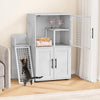 IDEALHOUSE Villa Litter Box Enclosure With Platform, Double Layer Hidden Furniture, Indoor Modern Cat Washroom, House With Ladder, 33.5