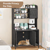 IDEALHOUSE Cat Litter Box Enclosure with Shelves and Doors,Wood Sturdy Hidden Litter Box Furniture,Indoor Cat House Furniture for Most of Litter Box,Litter Box Cabinet,Walnut Color