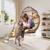YITAHOME Hanging Egg Swing Chair Outdoor Wicker Hammock Chairs Indoor Without Stand UV Resistant Cushion 350lbs for Patio, Bedroom, Garden and Balcony, Beige