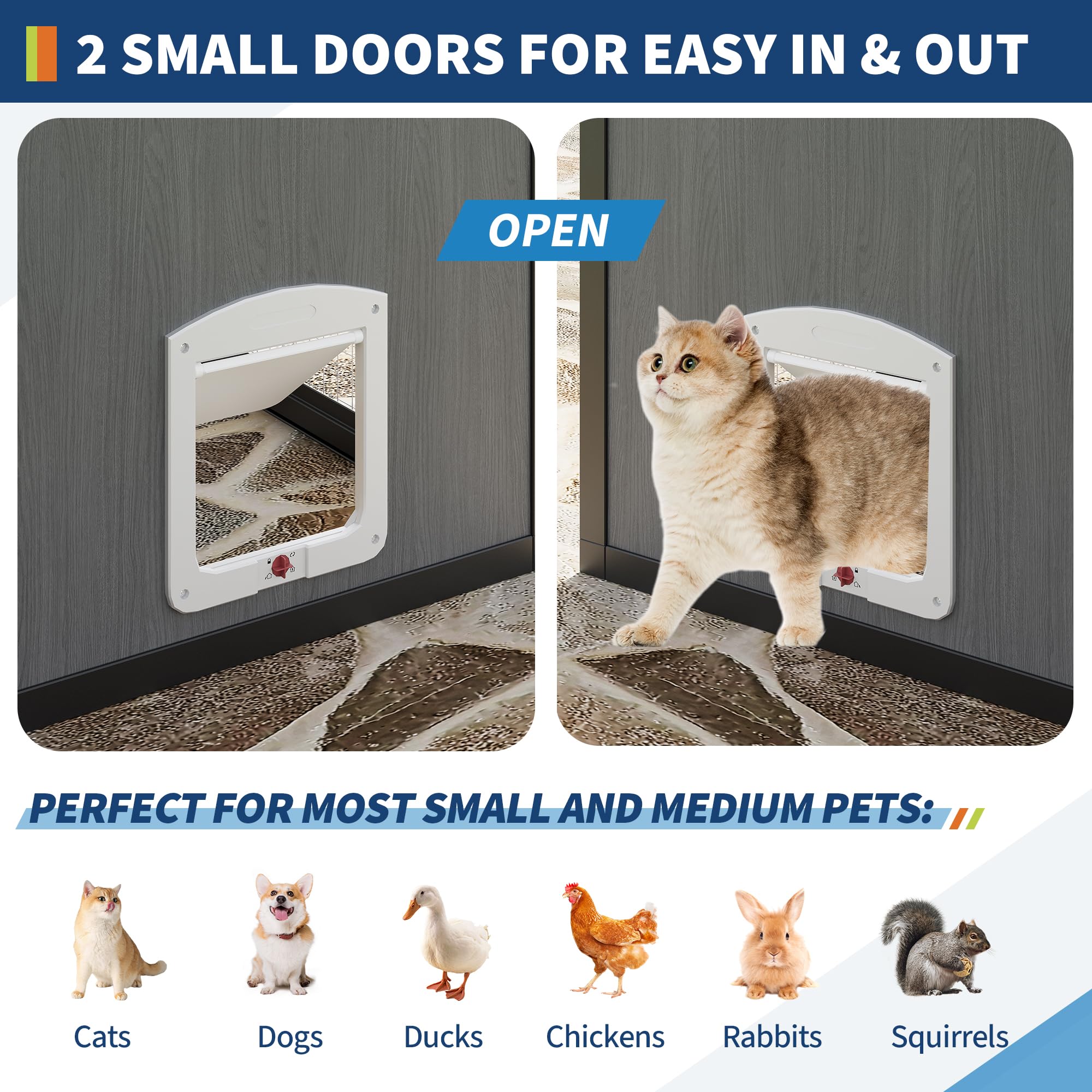 Aluminum Walk-In Large Outdoor Cat Enclosure, Large Outdoor Catio for Multiple Cats, Outside Cattery with Weatherproof Roof with Channels, Side Door, UV Proof Cover, Huge Condo, Platform