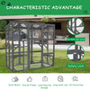 Wooden Window Catio Outdoor Cat Enclosure, Large Feral Cat Shelter for Mulitiple Cats, Walk in Cage with 6 Platforms, Outside Cats Patio Enclosure Weatherproof Roof Gray