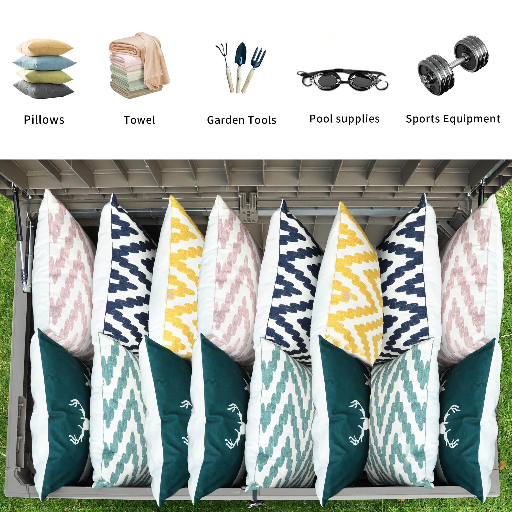 YITAHOME 230 Gallon Outdoor Storage Deck Box, Weather-Resistant Resin, Versatile for Patio Furnishings, Outdoor Cushions, Garden Tools, and Sports/Pool Gear, Taupe