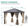 YITAHOME 10X10FT Metal Hardtop Gazebo Outdoor Patio Single Top Canopy Galvanized Iron Aluminum Column Garden Tent Curtains Netting for Backyards Decks Lawns,Brown