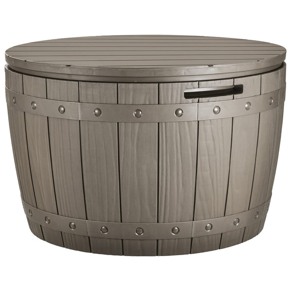 YITAHOME 33 Gallon Round Deck Box, Outdoor Storage Box for Patio Furniture,Patio Table for Cushion, Pool Accessories, Waterproof Resin & Easy Assembly & Lightweight, Light Brown