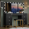 DWVO Vanity Desk with Mirror and Lights, Large Vanity Set with Power Outlet, Makeup Table with 8 Drawers, Dimmable 3 Lighting Colors, Makeup Desk for Bedroom and Dressing Room, Black