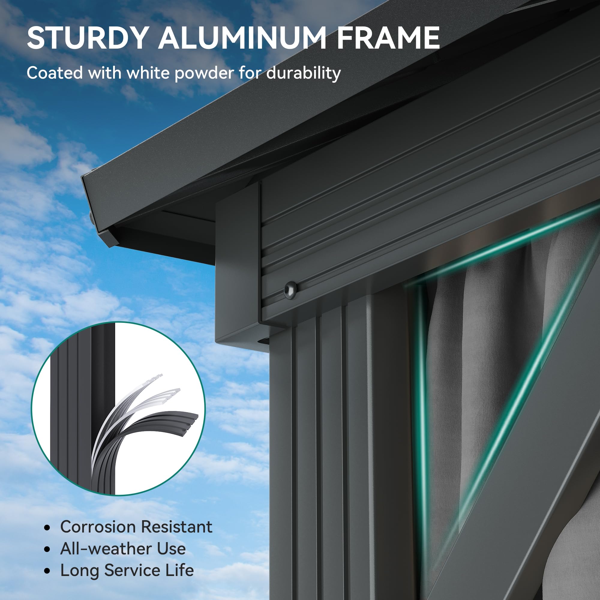 YITAHOME 12X20FT Hard Top Metal Gazebo Patios Double Roof Canopy Aluminum Frame Garden Gazebo Tent Curtains Netting for Patios Backyards Decks Lawns Gray