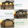 YITAHOME 10x12ft Gazebo Hardtop Double Roof Canopy w/Netting and Curtains, Outdoor Gazebo 2-Tier Galvanized Iron Aluminum Frame Garden Tent for Patio, Backyard, Deck and Lawns, Brown