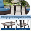 3-Piece Swivel Rocking Patio Chairs Set with 2 360-Degree Swivel Rocking Chairs and Tempered Glass Top Side Tabl, Outdoor Wicker Patio Bistro Set With Thickened Cushions for Poolside/Garden/Deck（Blue）