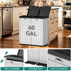 YITAHOME 76 Gallon Dual Compartment Outdoor Trash Can, Resin-Based with Layered Lid and Drip Tray, Waterproof Garbage Bin, Black + White