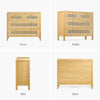 DWVO Natural Rattan 4 Drawer Dresser, Oak Rattan Dressers Chest of Drawers, Wood Storage Cabinets Corner Bedside Table for Dressering Room, Entryway, Hallway, Hold up to 200lbs
