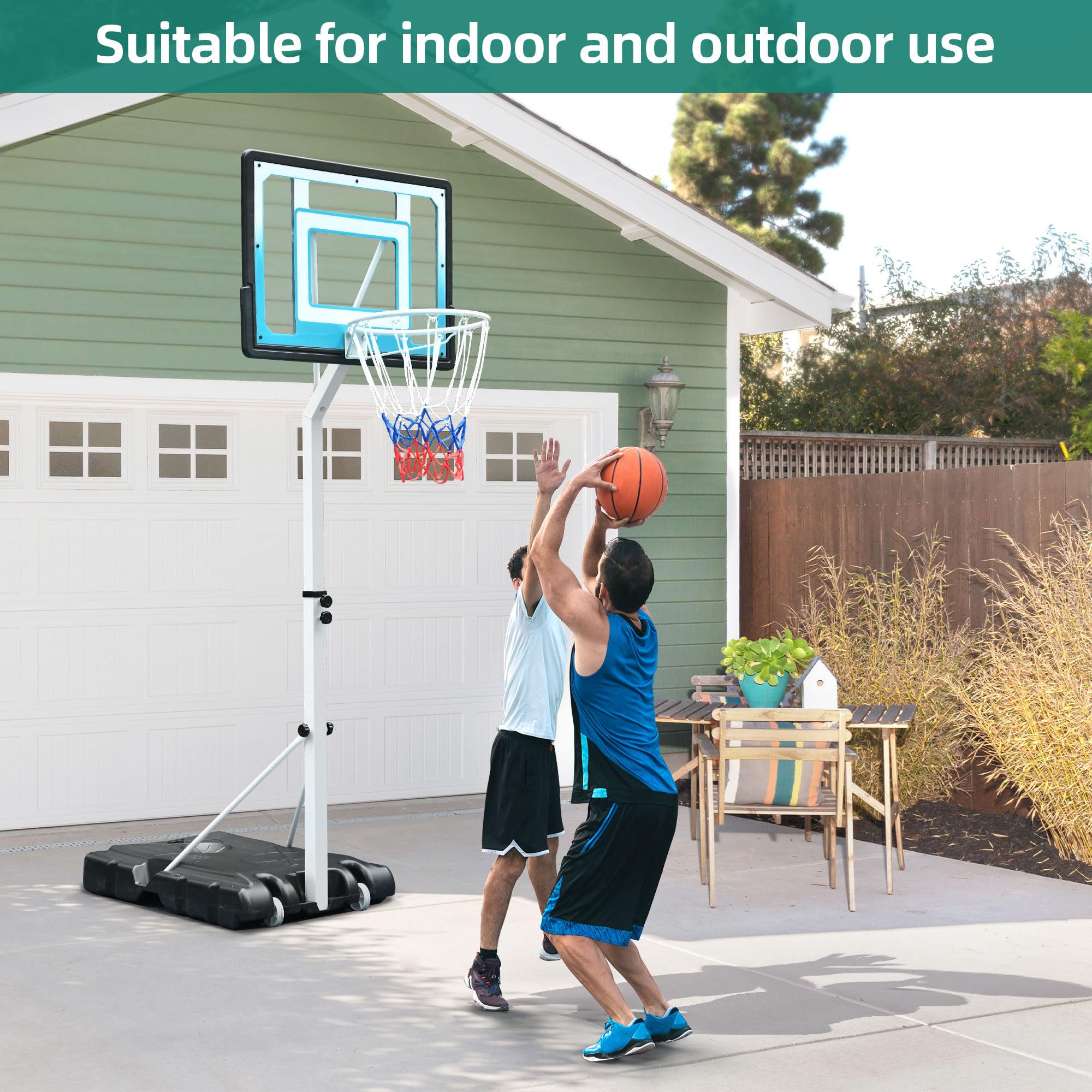 YITAHOME Basketball Hoop, 4.1-5.7ft Portable Basketball Hoop Outdoor, Easy Adjustable Pool Basketball Hoops & Goals for Indoor or Outdoor