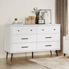 DWVO White 6 Drawers Dresser, Modern Wood Dresser Chest of Drawers with Black Metal Handle ＆ Anti-Tipping Device, Modern Storage Cabinet for Hallway, Entryway, Living Room