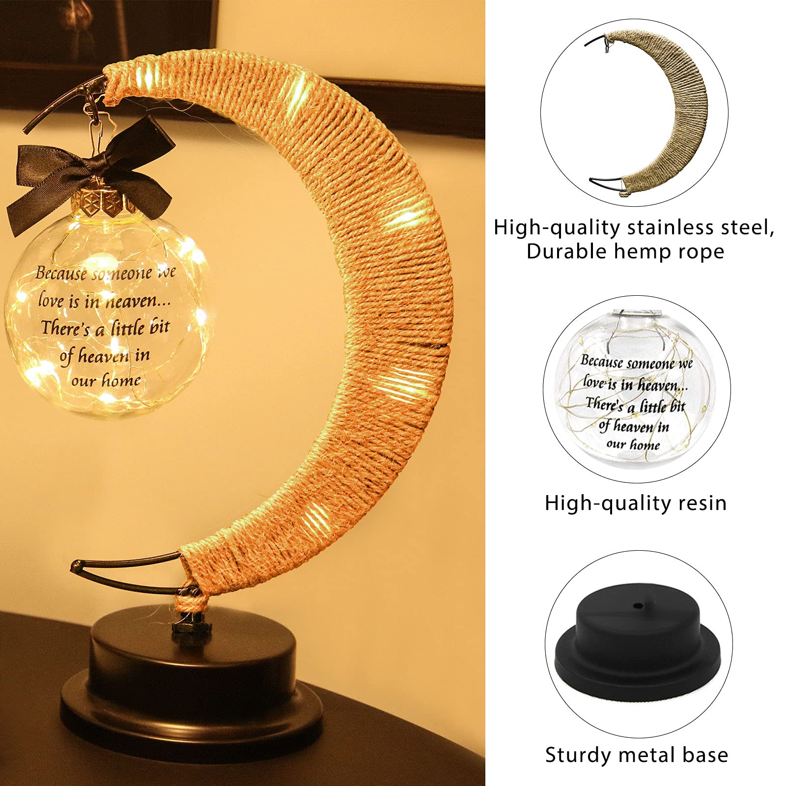 Besoamo Memorial Moon Lamp Gifts, Sympathy Gifts for Loss of Mom Father Loved One, in Memory of Loved One Gifts, Loss of Mother Father Bereavement/Condolence/Memorial Gifts for Remembrance