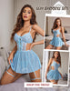 Avidlove Lingerie Dress Womens Lace Babydoll Sexy Plus Size Chemise Sleepwear Wedding Lingerie Blue XL