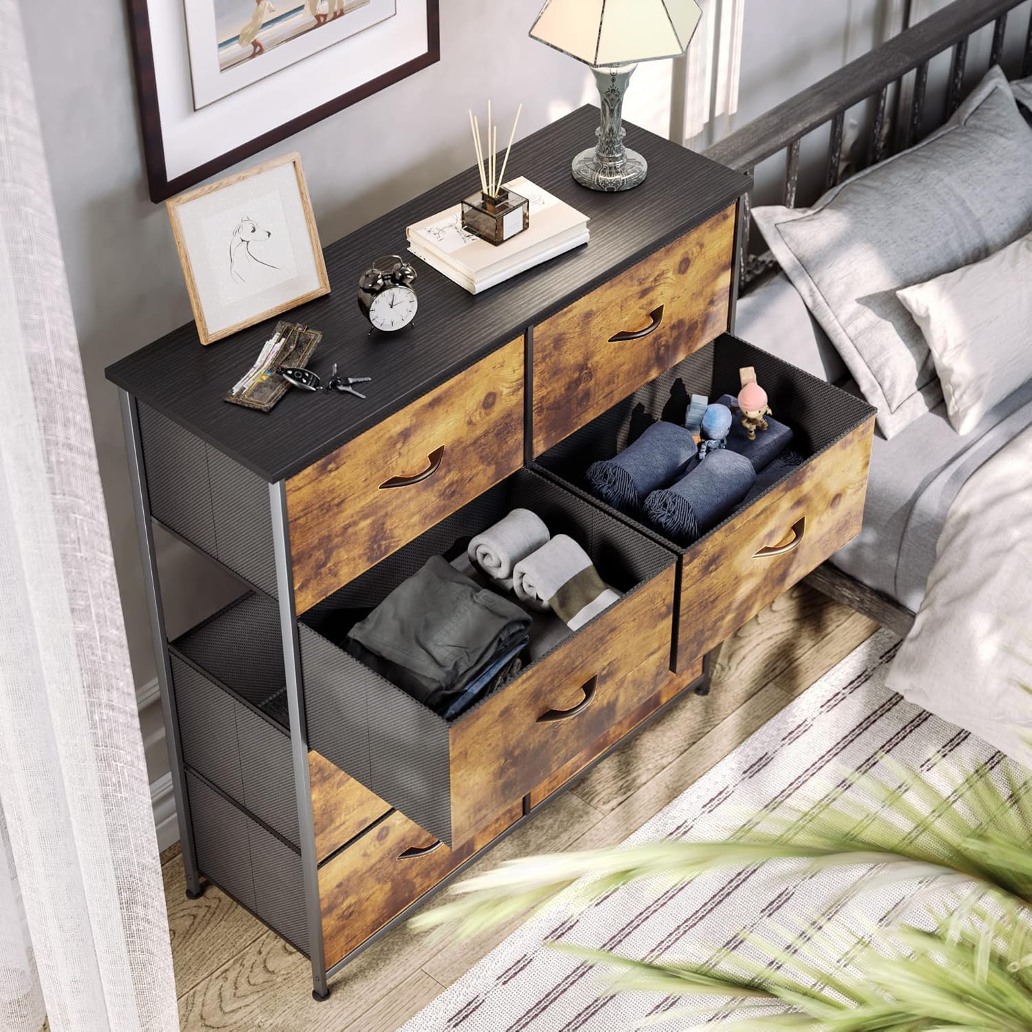DWVO 8-Drawer Fabric Dresser, Furniture Storage Tower Cabinet, Organizer for Bedroom, Living Room, Hallway, Closet