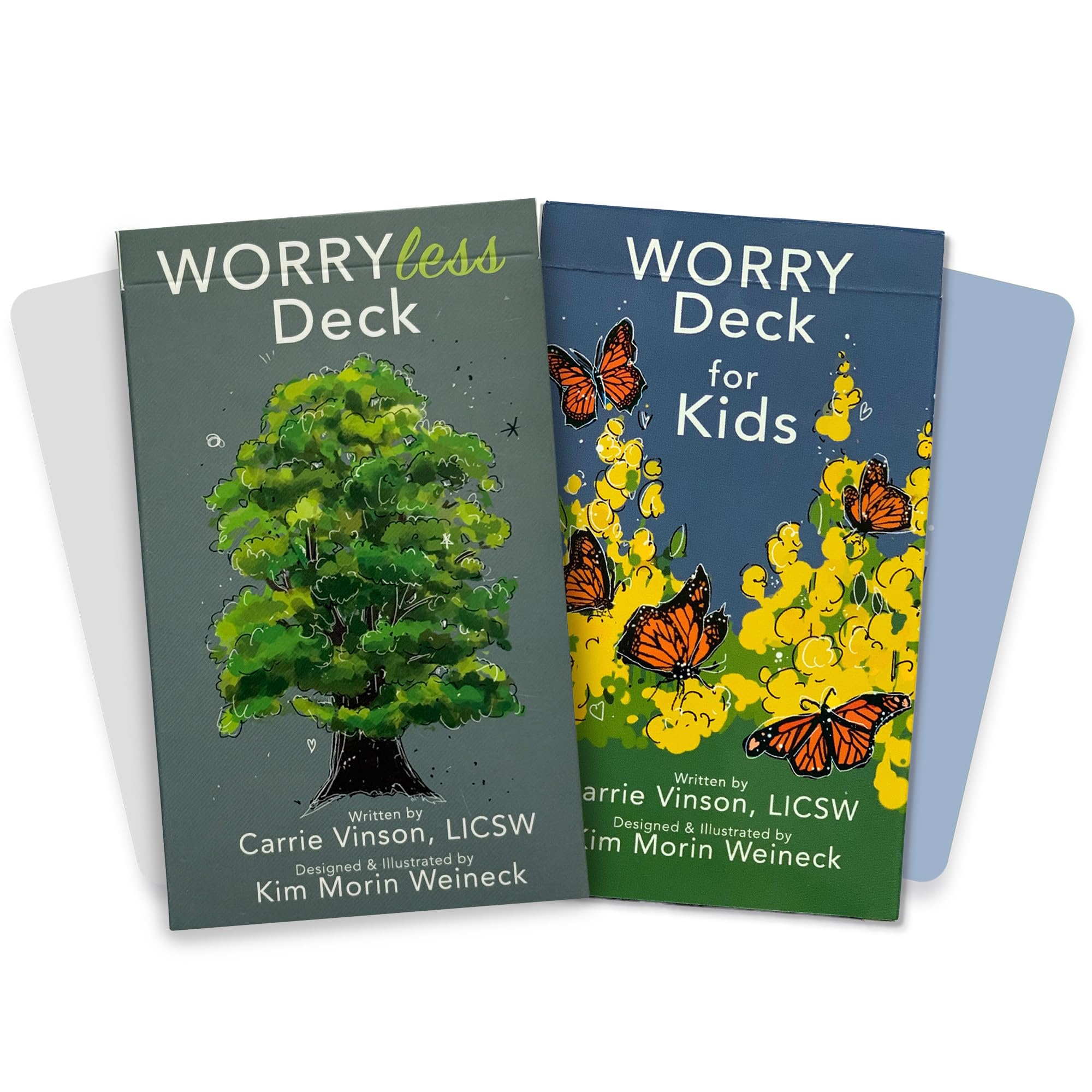 Worry Less Emotional Wellness Card Decks for Adults and Kids – 2 Pack (52 Each) Therapy Cards with Affirmations, CBT Techniques, and Coping Skills for Self-Care, Mindfulness & Stress Relief