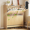 DWVO Narrow Fluted Shoe Cabinet with Air-Purifier, Shoe Storage Cabinet with 2 Flip Drawer, Adjustable or Removable Hidden Shoe Rack Free Standing Shoe Cabinet Organizer for Entryway,Hallway-Natural