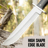WARIVO KNIFE D2 13 Inch Full Tang Fixed Blade Bowie Knife with Leather Sheath - Suitable for Outdoor, Bushcraft, Survival, and Camping Knife with Black Micarta Handle