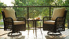 GarveeLife 3 Pieces Outdoor Swivel Rocker Chair Set Swivel Glider Rocker Rocking Chair Set with Glass Top Table with Thick Cushions for Backyard, Balcony, Deck,Outdoor, Brown Rattan and Beige Cushion