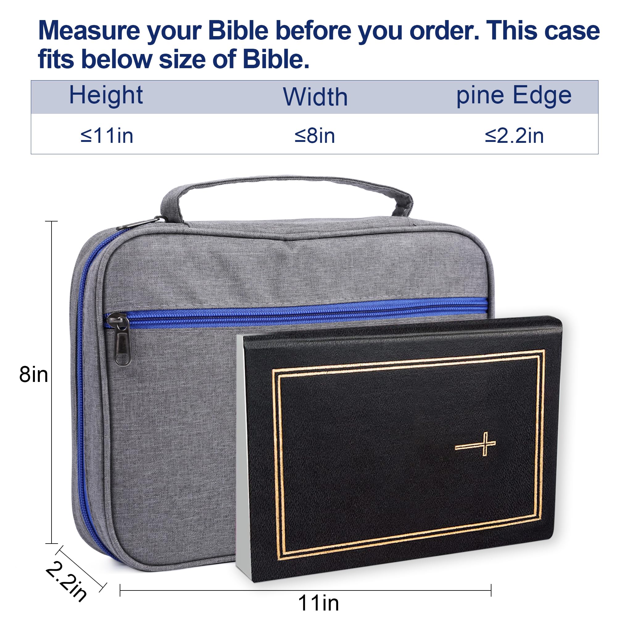 Faithful Hers Bible Covers for Men 2pcs Bible Case Set with Notebook Church Bag Bible Study Book Case with Handle Lightweight Zipper Tote Carrying Bags Christmas Gift