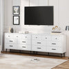 DWVO 7-Drawer Dresser in White Wood with Black Metal Handles, Anti-Tip Safety Feature, Modern Storage Cabinet for Living Room, Hallway, or Entryway