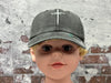 Hepandy Embroidered Three Nails Cross for Toddler, Christian Gifts for Boy Girl, Kids Washed Black Baseball Cap, Child Adjustable Dad Hat