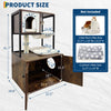 Litter Box Enclosure with Cat Tree, Corner Kitty Litter Box Enclosure Furniture Dog Proof Wooden Cats Cabinet with Condo, Plush Hammock, Scratching Post and Play Ball