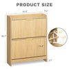 DWVO Narrow Fluted Shoe Cabinet with Air-Purifier, Shoe Storage Cabinet with 2 Flip Drawer, Adjustable or Removable Hidden Shoe Rack Free Standing Shoe Cabinet Organizer for Entryway,Hallway-Natural
