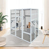 70'' Catio Outdoor Cat House, Cat Enclosure for Mulitiple Cats Large Walk in Cat Cage with Waterproof Cover, Feral Cat Shelter with 7 Platforms and 2 Resting Box Gray