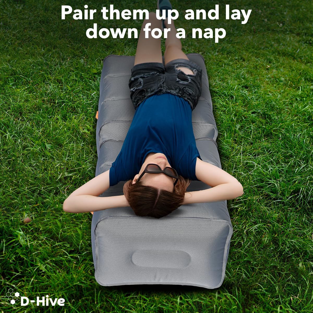D-Hive Universal Complementary Car Mattress SUV Mattress Support, Inflatable Base Support Stool for SUV Air Mattress Car Camping, Maximize Sleeping Space