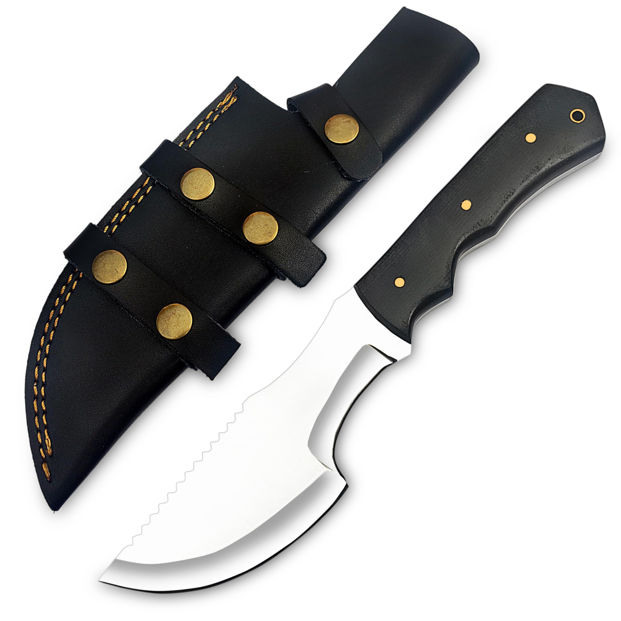 WARIVO KNIFE D2 Steel Tracker Knife 12 Inch Fixed Blade Bushcraft Survival Knife Full Tang with Micarta Handle & Leather Sheath for Camping, Hunting, Outdoor Use