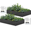 YITAHOME 8x4x1ft 2pcs Large Raised Garden Bed Kit, Galvanized Metal Planter Box with Gloves, Ground Nails & Safety Rubber, Outdoor Above Ground Planters for Plants Vegetables Flowers, Black