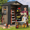 DWVO 6.2x3.4 FT Outdoor Resin Storage Shed with Floor, All-Weather Bike Storage Shed with Lockable Door, Window and Vent, Waterproof Plastic Tool Storage for Garden, Backyard, Patio, Lawn, Brown