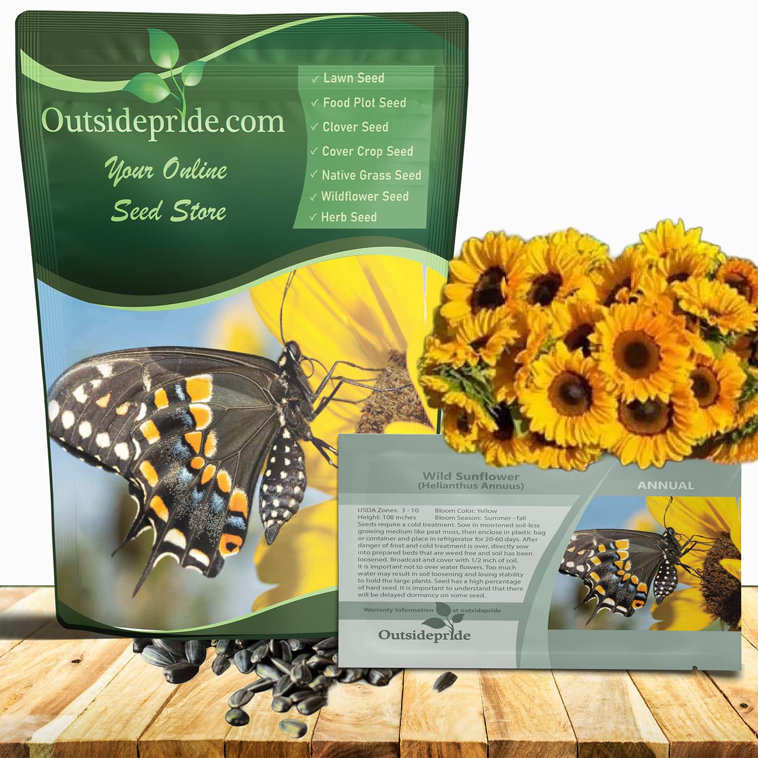 Outsidepride Wild Sunflower Seeds for Planting - 1000 Pcs Annual, Easy to Grow Flower Seeds w/Vibrant, Abundant Blooms for Cut Flower Arrangements & Pollinator & Vegetable Gardens