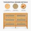 DWVO Buffet Cabinet Rattan - Storage Cabinet with 6 Wood Storage Closet Dressers Chest - Coffee Bar Cabinet with Drawer-Accent Cabinet with Golden Handles for Living Room/Dining Room/Entryway-Natural