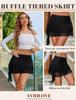 Avidlove Women's Asymmetric Ruffle Mini Skirt Ruched Hem Tiered Skirt Sexy Lace Lingerie Short Skirts Black