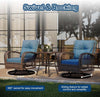 3-Piece Swivel Rocking Patio Chairs Set with 2 360-Degree Swivel Rocking Chairs and Tempered Glass Top Side Tabl, Outdoor Wicker Patio Bistro Set With Thickened Cushions for Poolside/Garden/Deck（Blue）