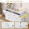 DWVO 6 Drawer Dresser with LED Light, Modern Dresser Chest of Drawers for Closet, Wide Drawer Organizer Cabinet with Top Storage Shelf, White