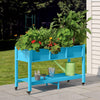 DWVO 47x18x31in Raised Garden Bed, Weather Resistant Poly Wood Planter Box Stand, Planter Box with Legs, Storage Shelf & Lockable Wheels, Elevated Garden Bed for Backyard Patio Balcony - Aruba Blue