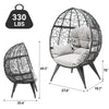 YITAHOME Oversized Wicker Egg Chair for Indoor and Outdoor Use with Stand, Cushion, and Leveling Feet, Large Lounger for Patio, Garden, Backyard, Balcony, Supports up to 330lbs, Grey