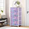 DWVO Dresser with 4 Drawers - Storage Tower Unit, Dresser for Room, Living Room, Closets - Sturdy Steel Frame, Wooden Top & Easy Pull Fabric Bins, Tie-dye Purple